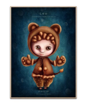 Stjernetegn Løven dreng, med valgfrit navn og Dato