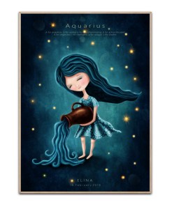 Stjernetegn Vandmanden pige, med valgfrit navn og Dato