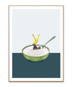 Poster Marteen Léon Yoghurt Yoga, A3 (29,7 x 42 cm) – Kunstdruck