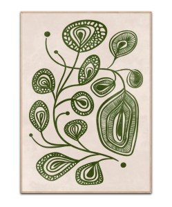 Green abstract leaves, A4 plakat