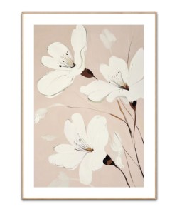 Minimalist White Flowers by Melloi Art plakat, 50x70 cm