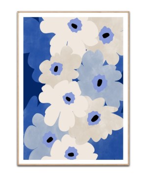 Blue mix Flowers, Poster