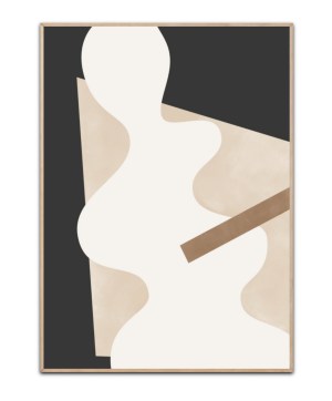 Beige Graphic Curves Art, Poster