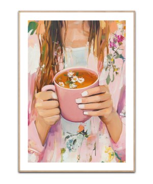 A Cup of flower Tea Poster, .
