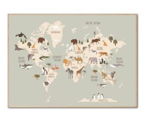 Worldmap Green Poster, .