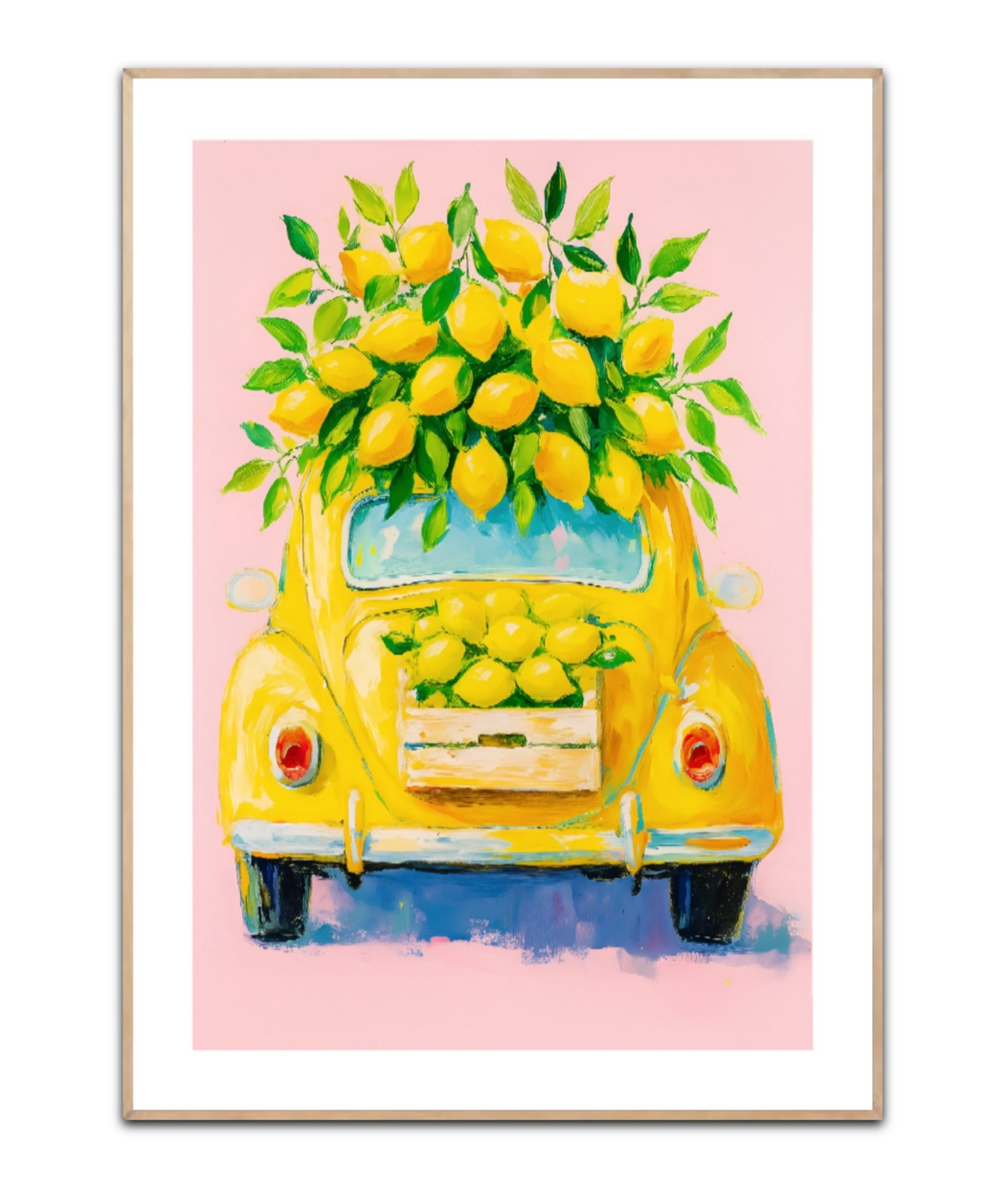 The Yellow car with lemons Poster