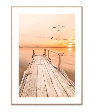 Autumn sunset bridge Poster