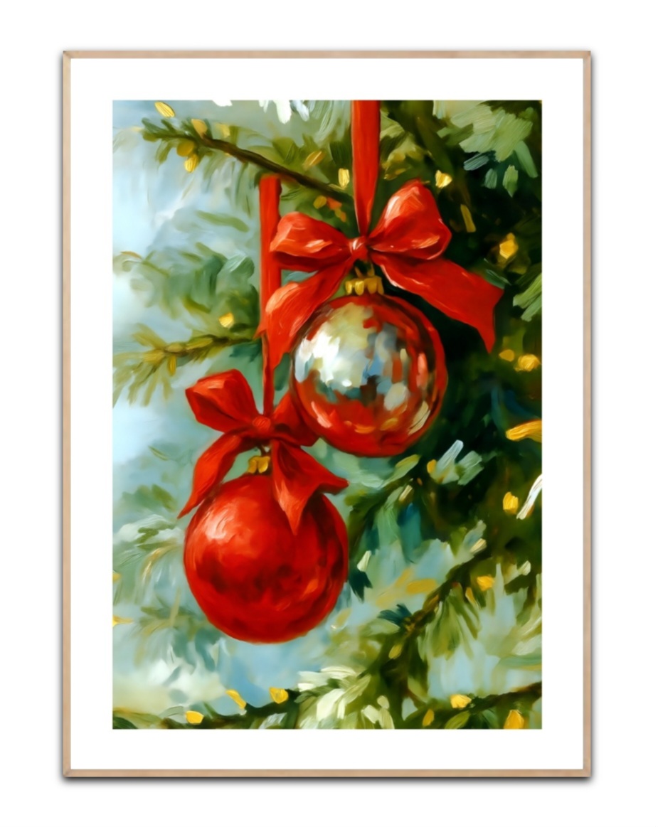 Weihnachtskugeln rot Poster .