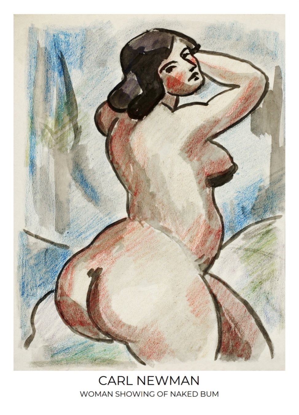 Carl Newman - Woman showing of naked bum, Poster – Bild 5