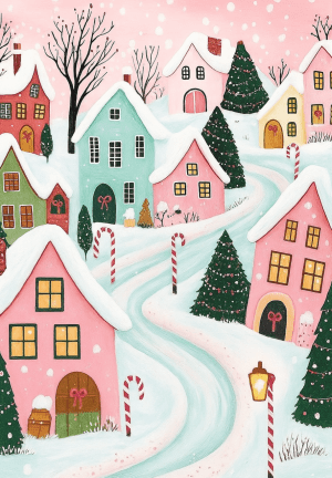 Farverig juleby Str. A5 (15x21 cm)