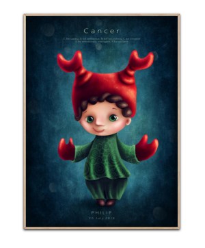 Stjernetegn Krebsen Junge, mit frei wählbarem Namen und Datum