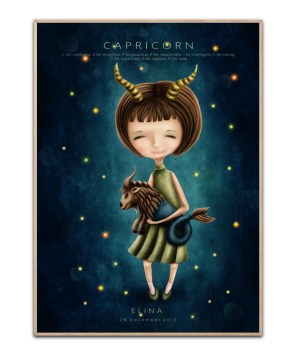 Stjernetegn Stenbukken Mädchen, mit frei wählbarem Namen und Datum