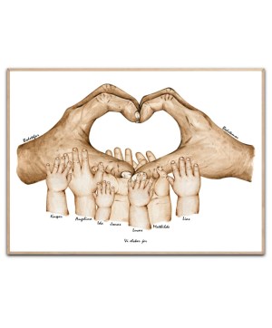 Großeltern Herz - Oma, Opa und 7 Enkelkinder, frei wählbare Namen