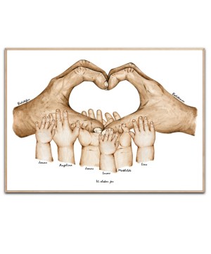 Großeltern Herz - Oma, Opa und 6 Enkelkinder, frei wählbare Namen