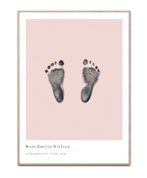 Personalisierter Poster mit Kinderfüßen Rosa, frei wählbarer Name & Datum