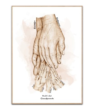 Großeltern Poster - Oma, Opa und 5 Enkelkinder, frei wählbare Namen