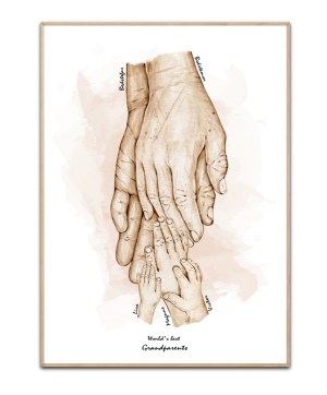 Großeltern Poster - Oma, Opa und 3 Enkelkinder, frei wählbare Namen