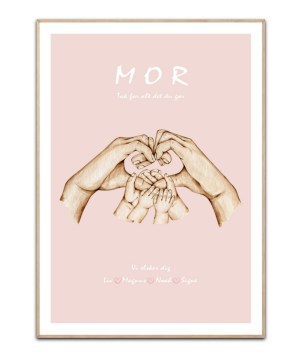 Mama Herz und 4 Kinder, frei wählbare Namen und Text