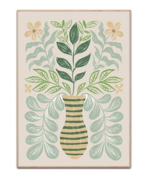 Green Leaves in vase - Poster