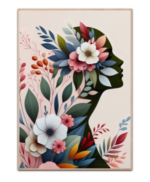 Silhouette and flowers Poster