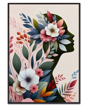 Silhouette and flowers – Leinwandbild