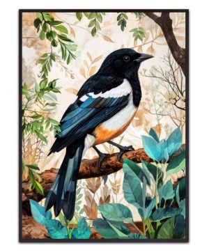 Art Bird Magpie By Justyna Jaszke – Leinwandbild