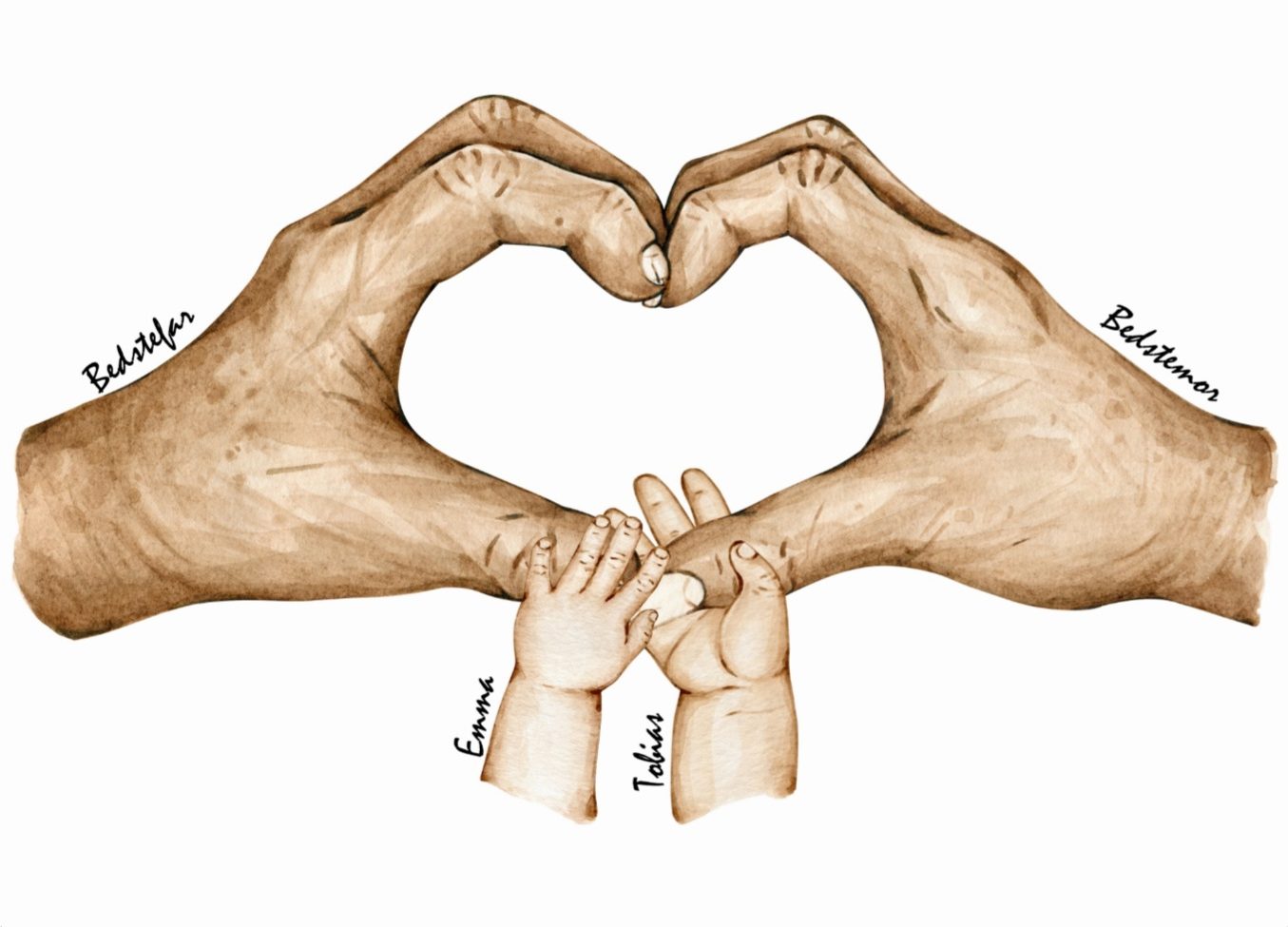 Großeltern Herz - Oma, Opa und 2 Enkelkinder, frei wählbare Namen – Bild 4