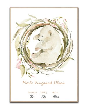 Personalisierter Poster Eisbär, mit frei wählbarem Namen und Datum