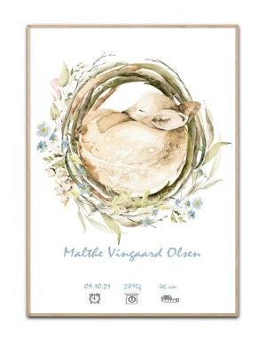 Personalisierter Poster Hjort, mit frei wählbarem Namen und Datum