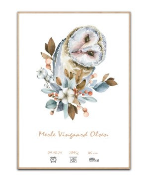 Personalisierter Poster Ugle, mit frei wählbarem Namen und Datum