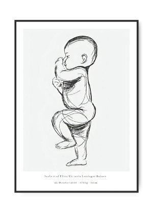 Scale Poster grau, mit frei wählbarem Namen und Datum