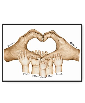 Großeltern Herz - Oma, Opa und 5 Enkelkinder, frei wählbare Namen