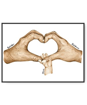 Großeltern Herz - Oma, Opa und 1 Enkelkind, frei wählbare Namen