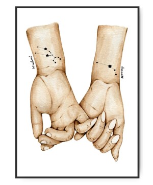 Couple Stjernetegn Poster, frei wählbare Namen, stjernetegn und hudfarve