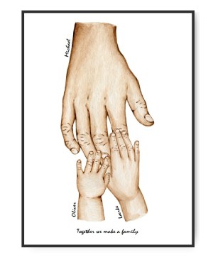 Papa und 2 Kinder, frei wählbare Namen und Text