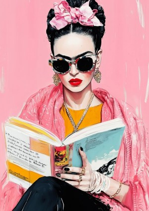 Frida reading book Str. A5 (15x21 cm)