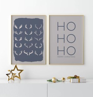 Postersæt blå jul, 2 stk Str. A3